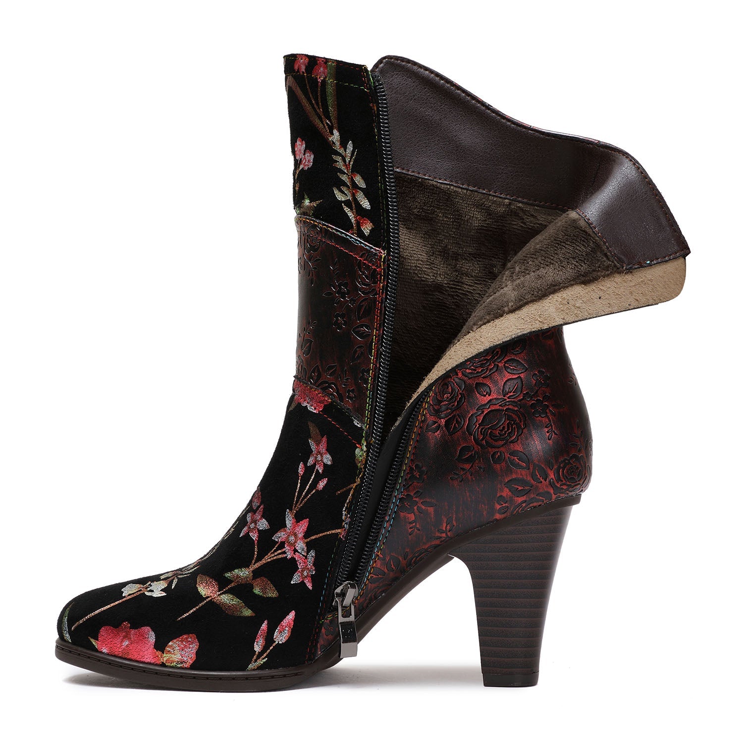 Painted Leather High Heel Boots