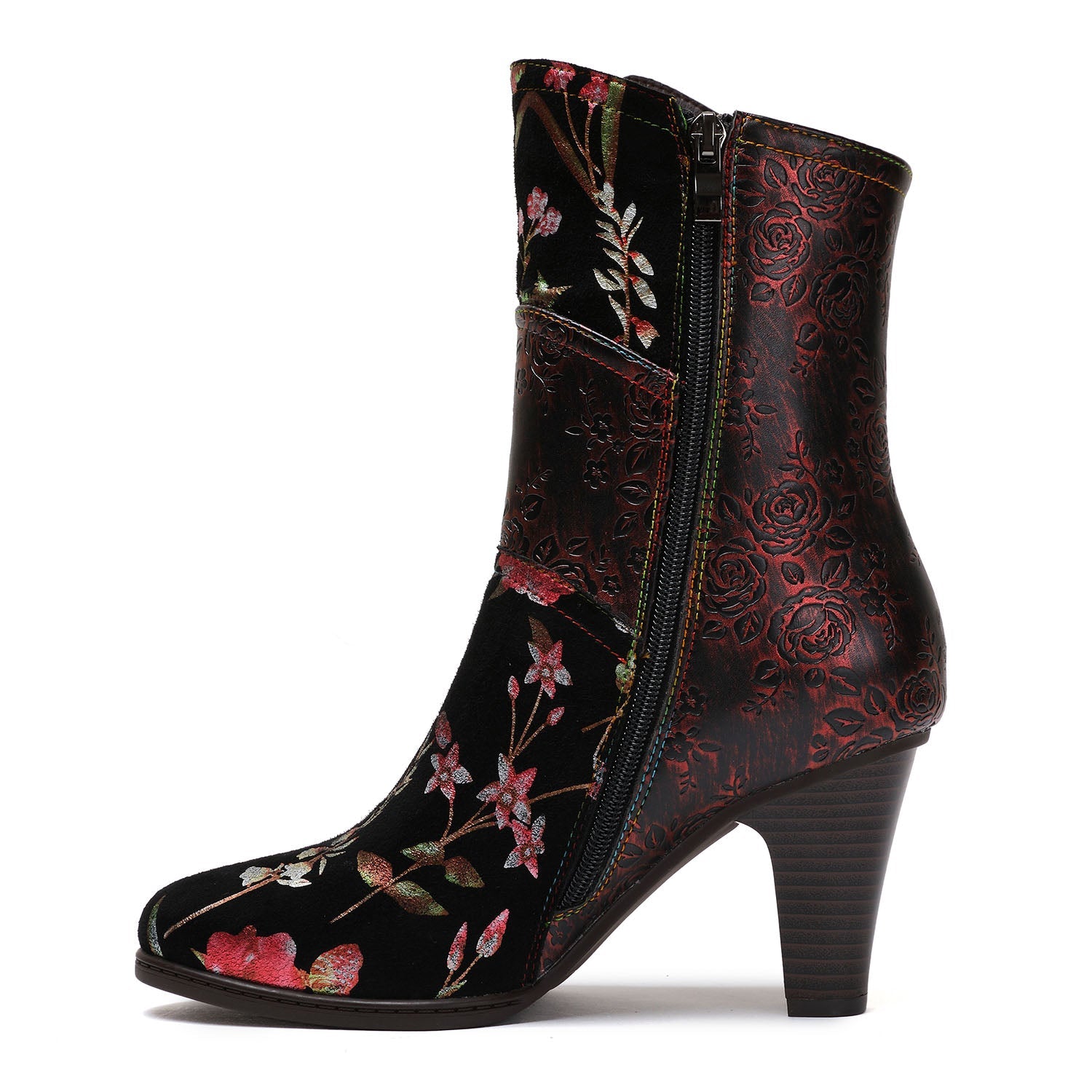 Painted Leather High Heel Boots
