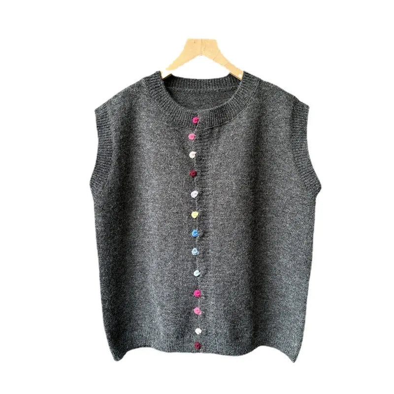 THE MARIBEL | COLOR-BUTTON KNIT VEST