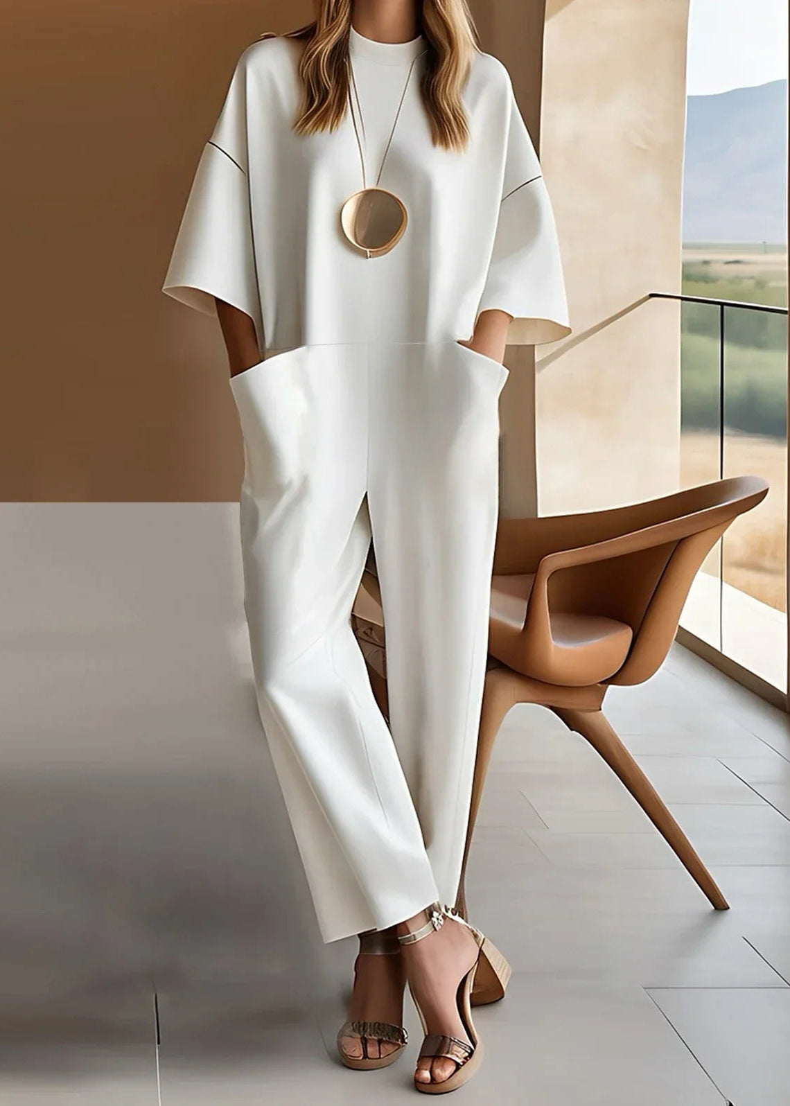 Emmy Elegant Short-Sleeve Jumpsuit