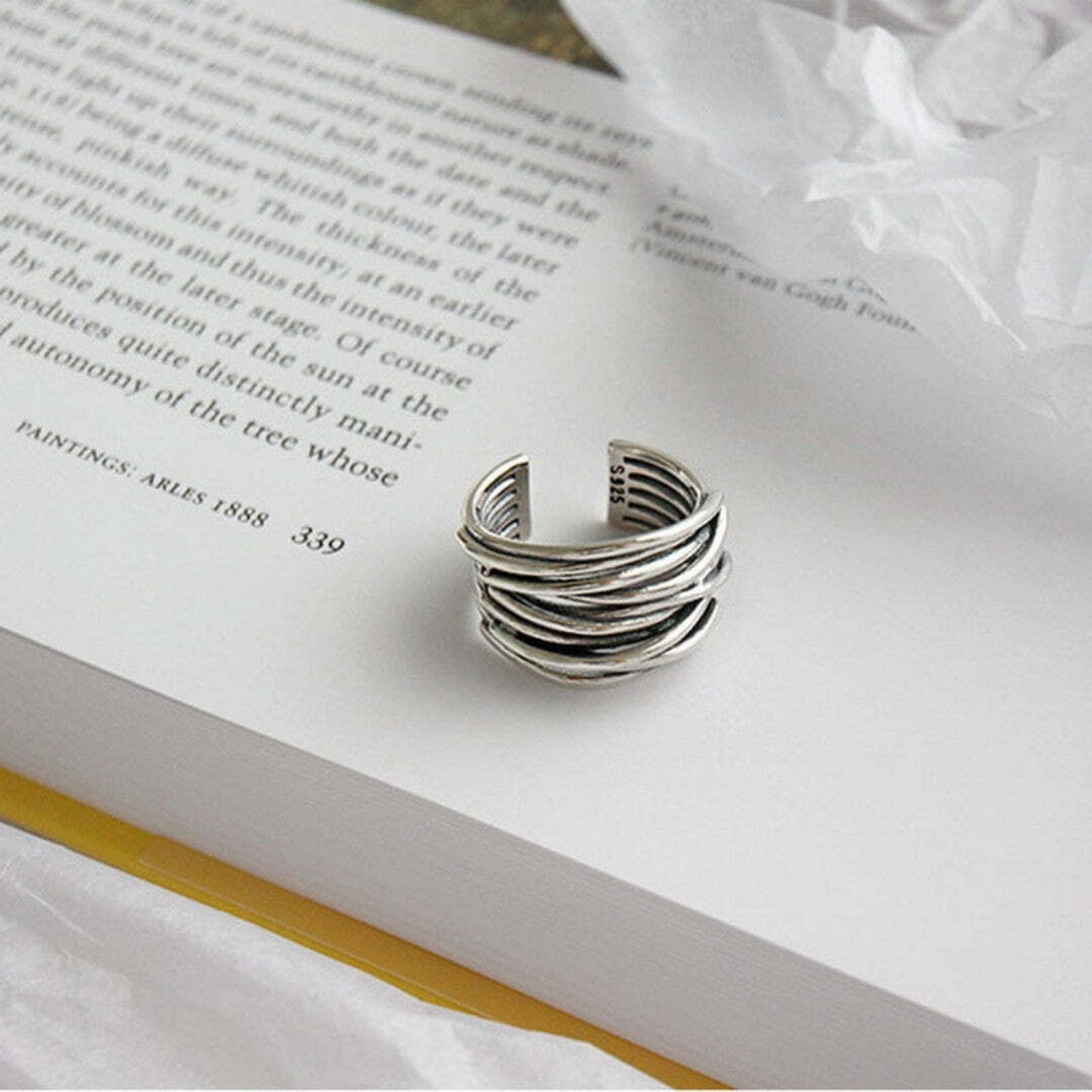 Silver Adjustable Threads Ring