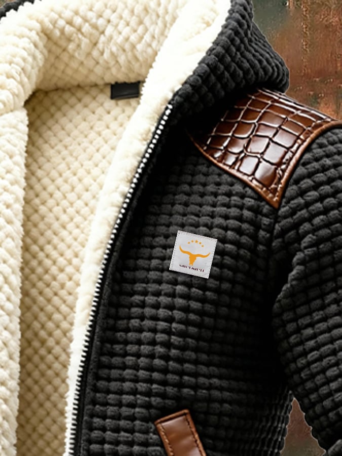 JULIAN | TEXTURED JACKET WITH EMBOSSED LEATHER