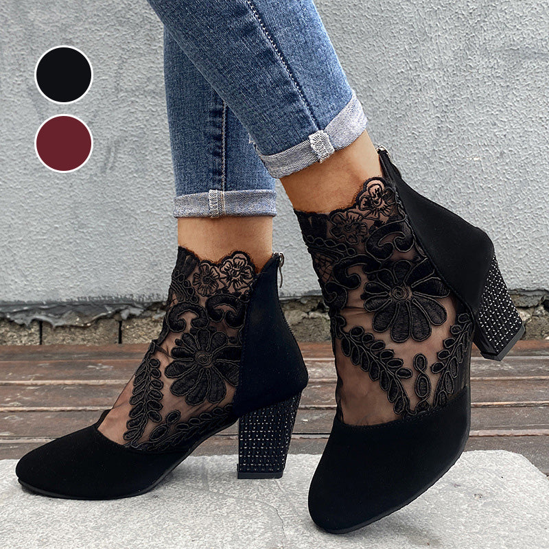 JOLIE - Chic Lace Heeled Boots