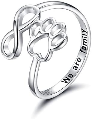 Paw & Heart Ring – Adjustable Silver