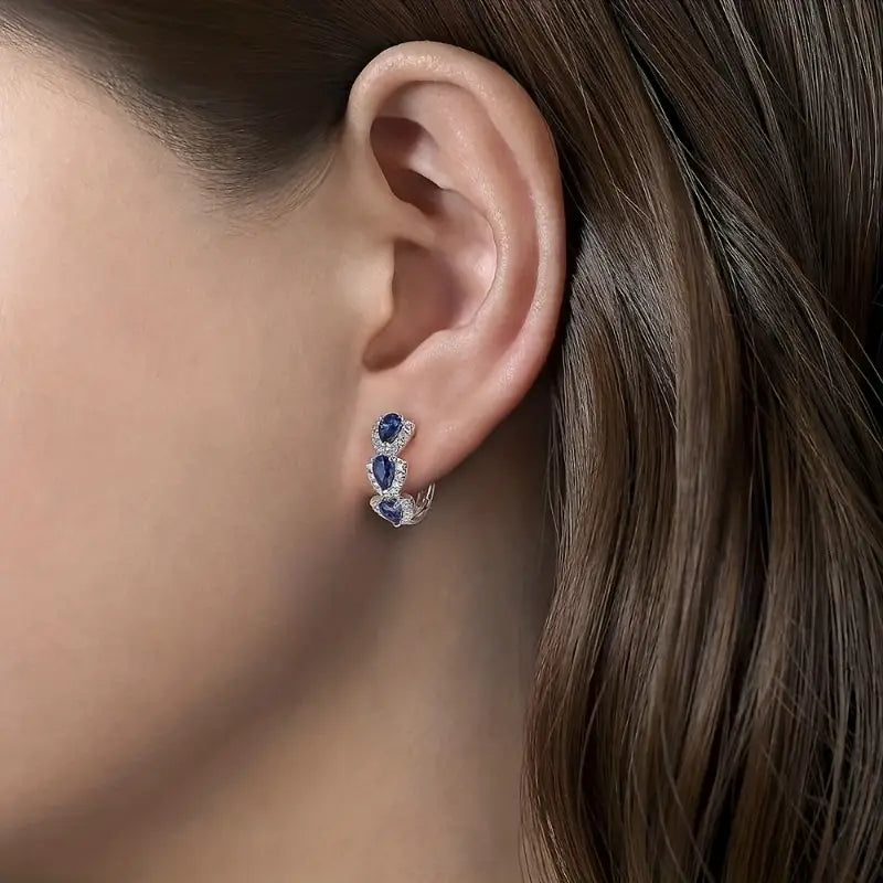 Silver Sapphire Earrings