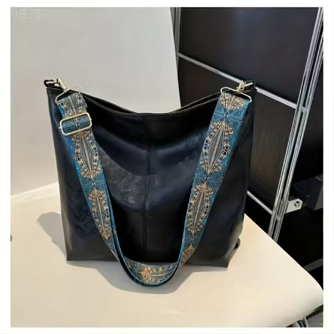 Talia’s Chic Wanderer | Pattern-Strap Shoulder Bag