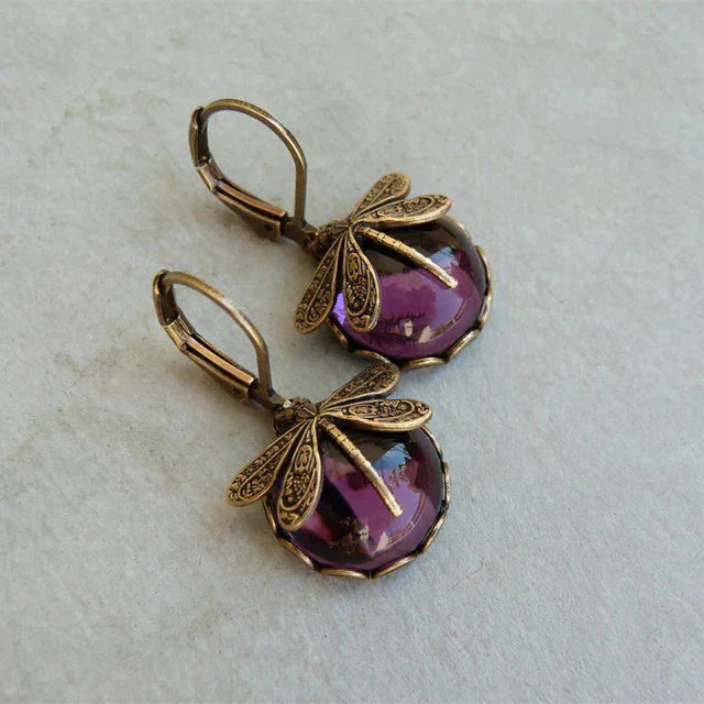 Spherical Dragonfly Earrings in Gold