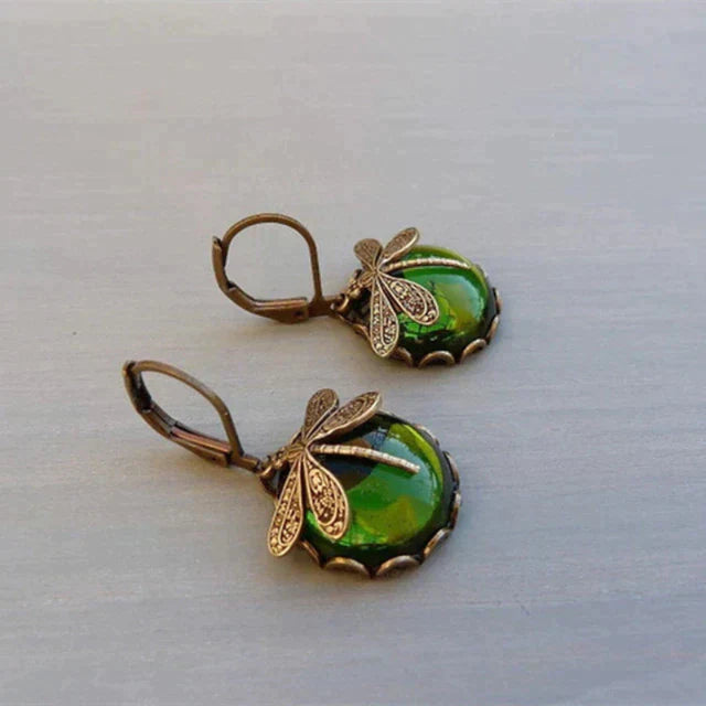 Spherical Dragonfly Earrings in Gold