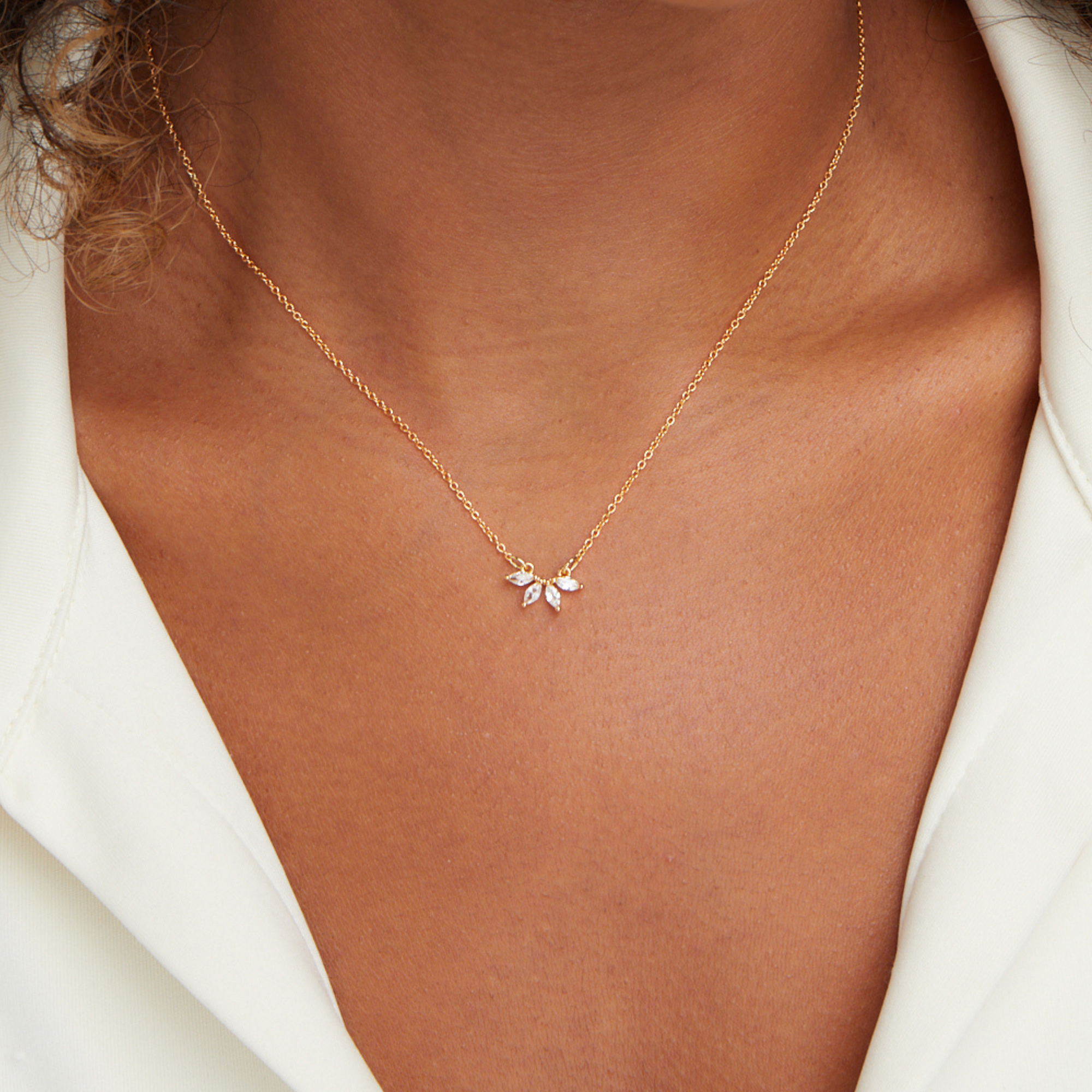 Omelia Sparkling Crystal Leaf Necklace