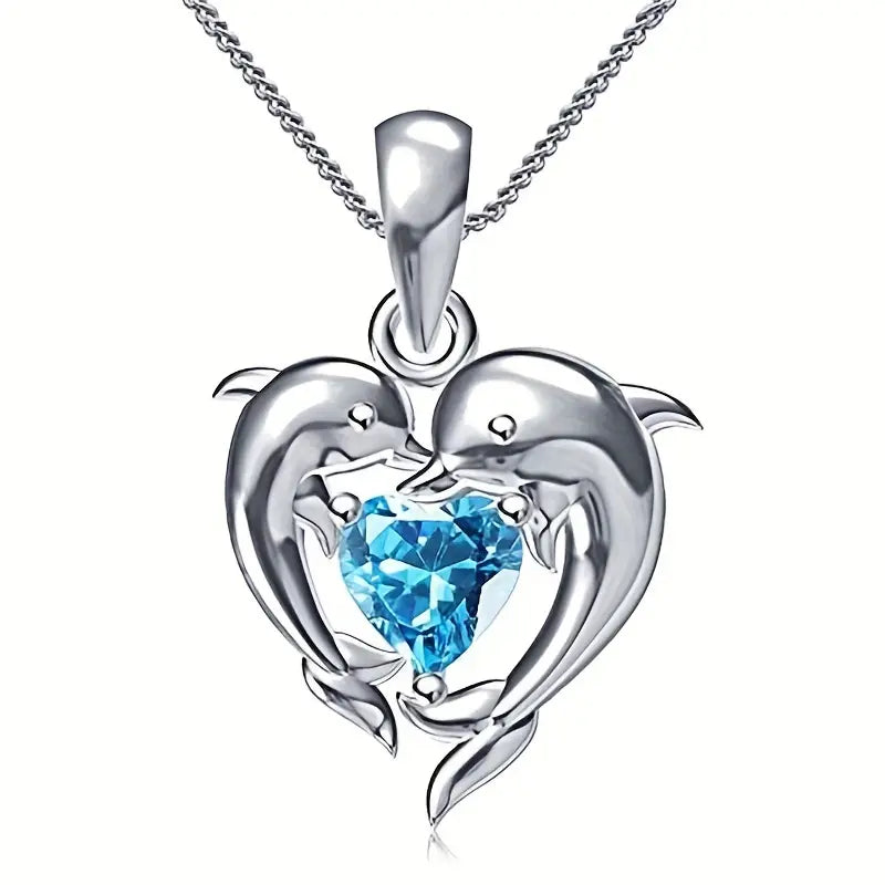 Oceanheart Twin-dolphin Necklace