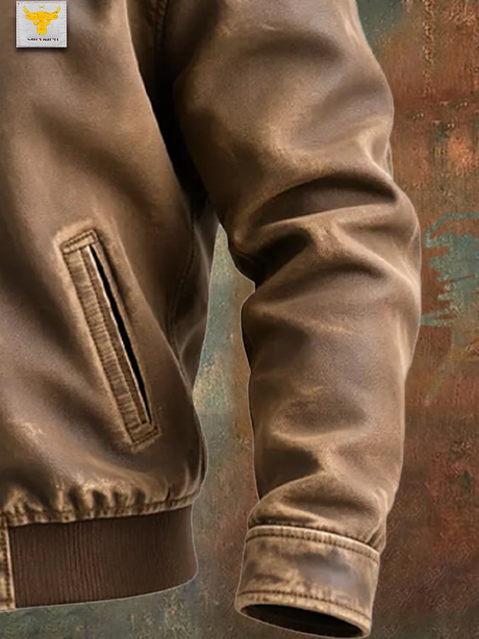 Leo | Brown Retro Leather Jacket with Classic Cut