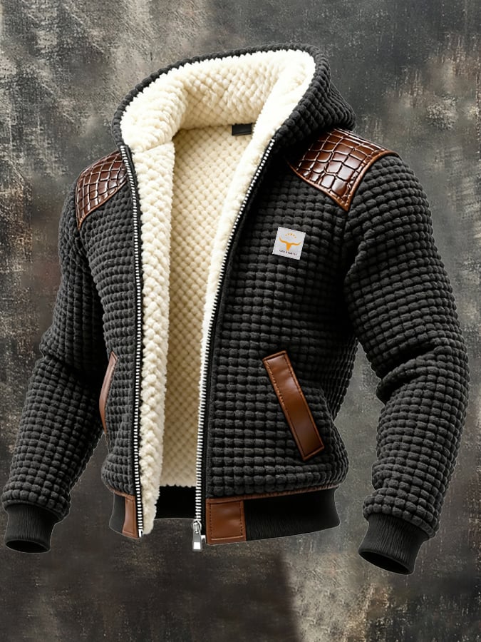 JULIAN | TEXTURED JACKET WITH EMBOSSED LEATHER