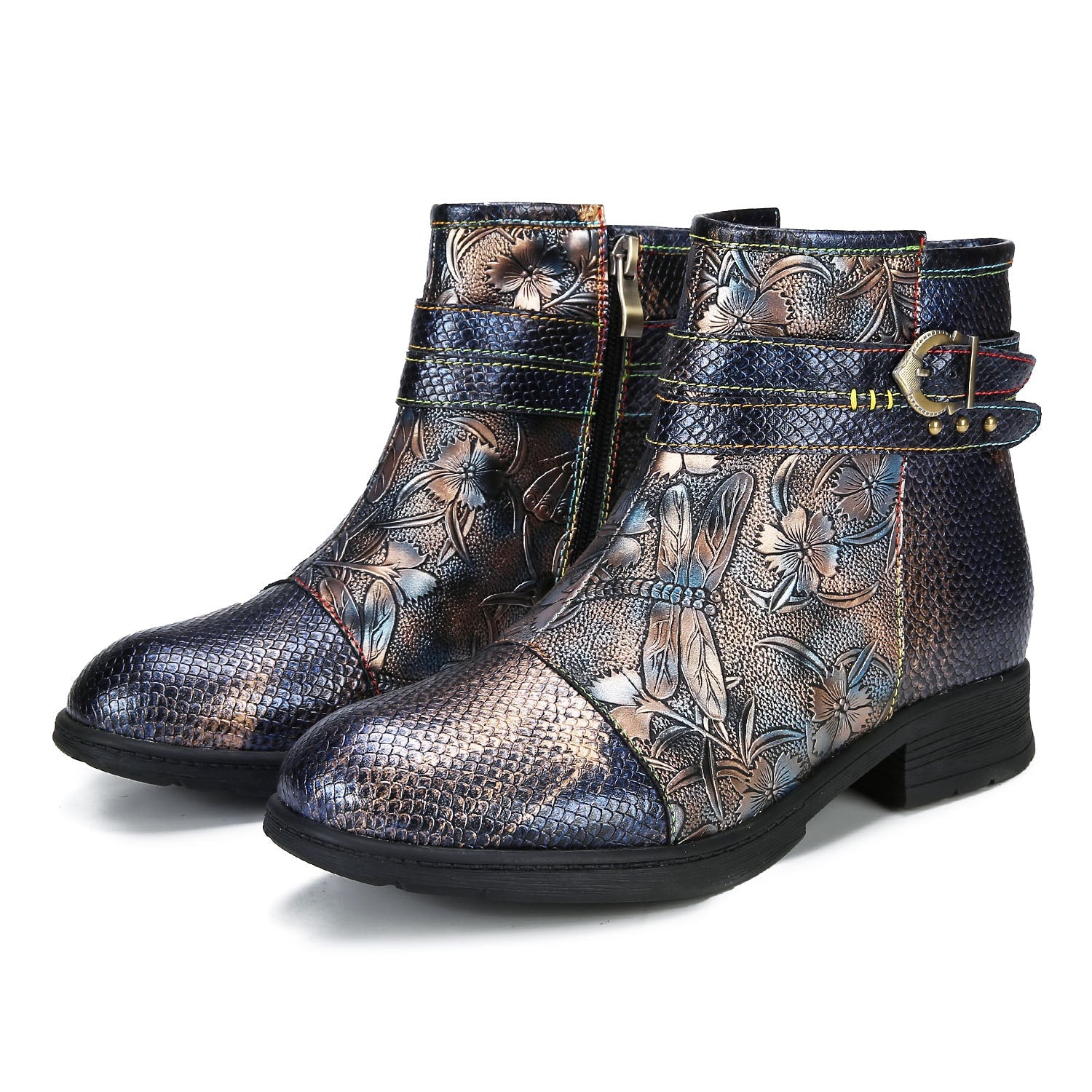 Timeless Craft Embossed Dragonfly Flat Shoes