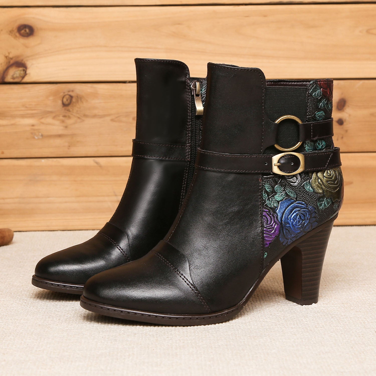 Timeless Embossed Adjustable Ankle Boots