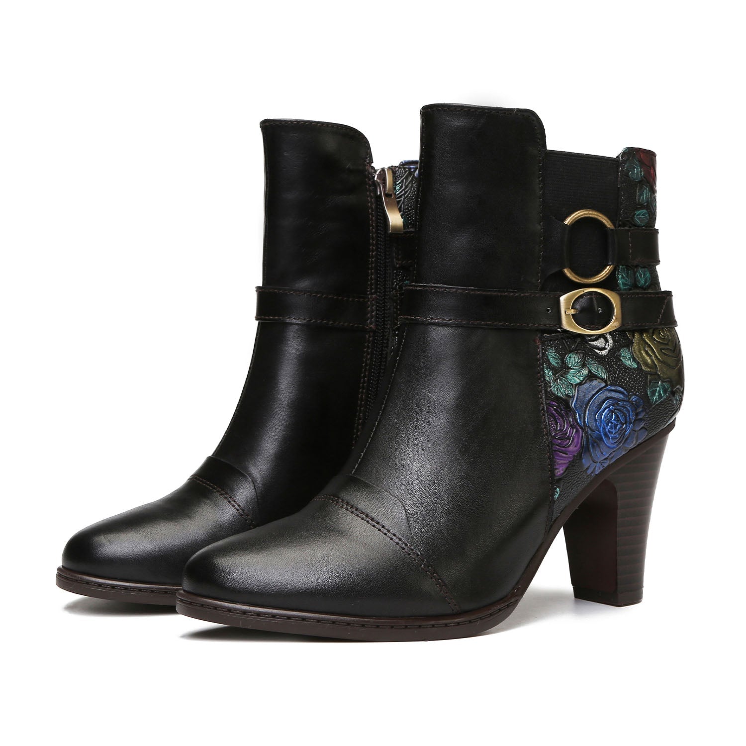 Timeless Embossed Adjustable Ankle Boots