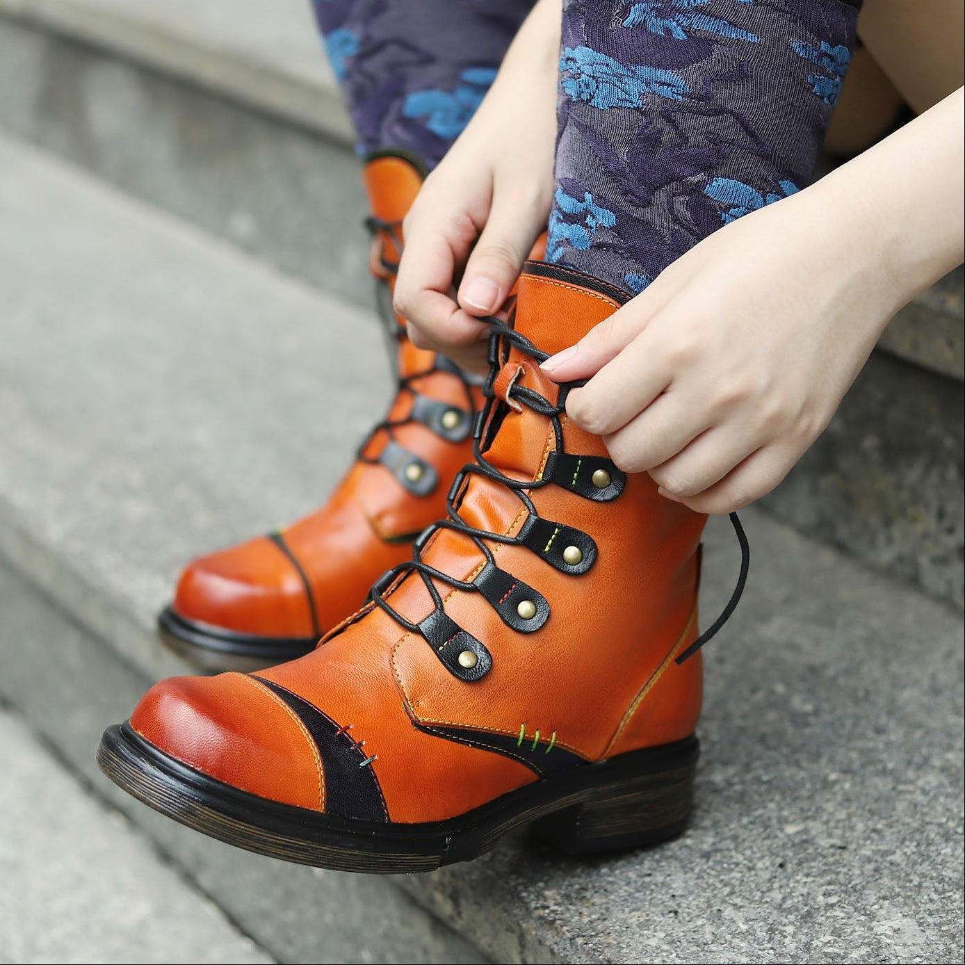 Retro Vibrant Painted Comfy Flat Shoes