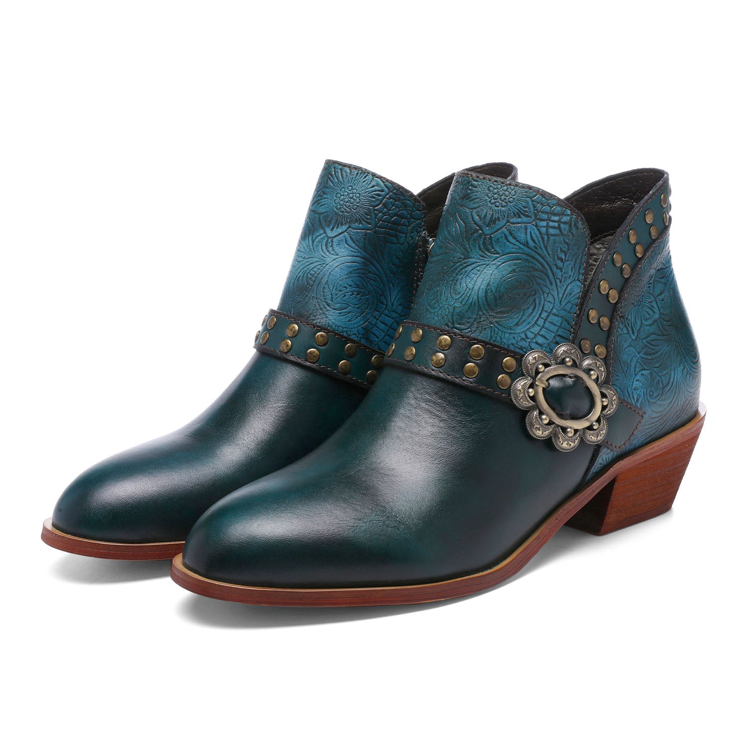 Timeless Craft Pure Color Buckle Ankle Boots