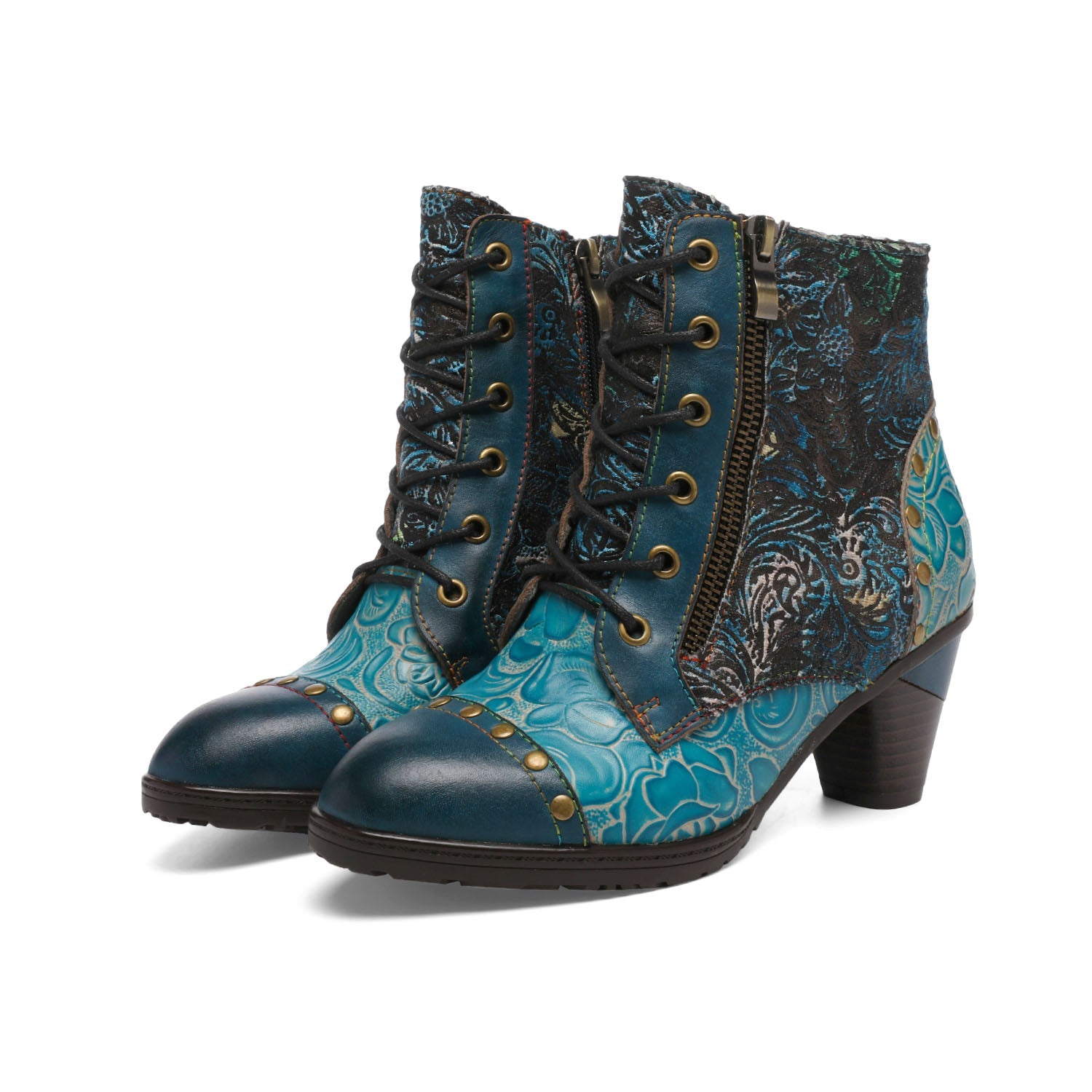 Retro Leather Patchwork Ankle Boots