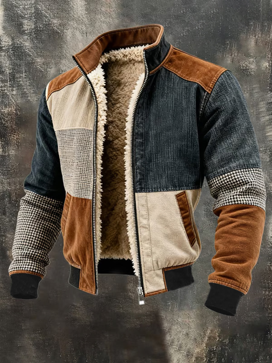 Fabian | Warm Retro Patchwork Jacket with Zipper
