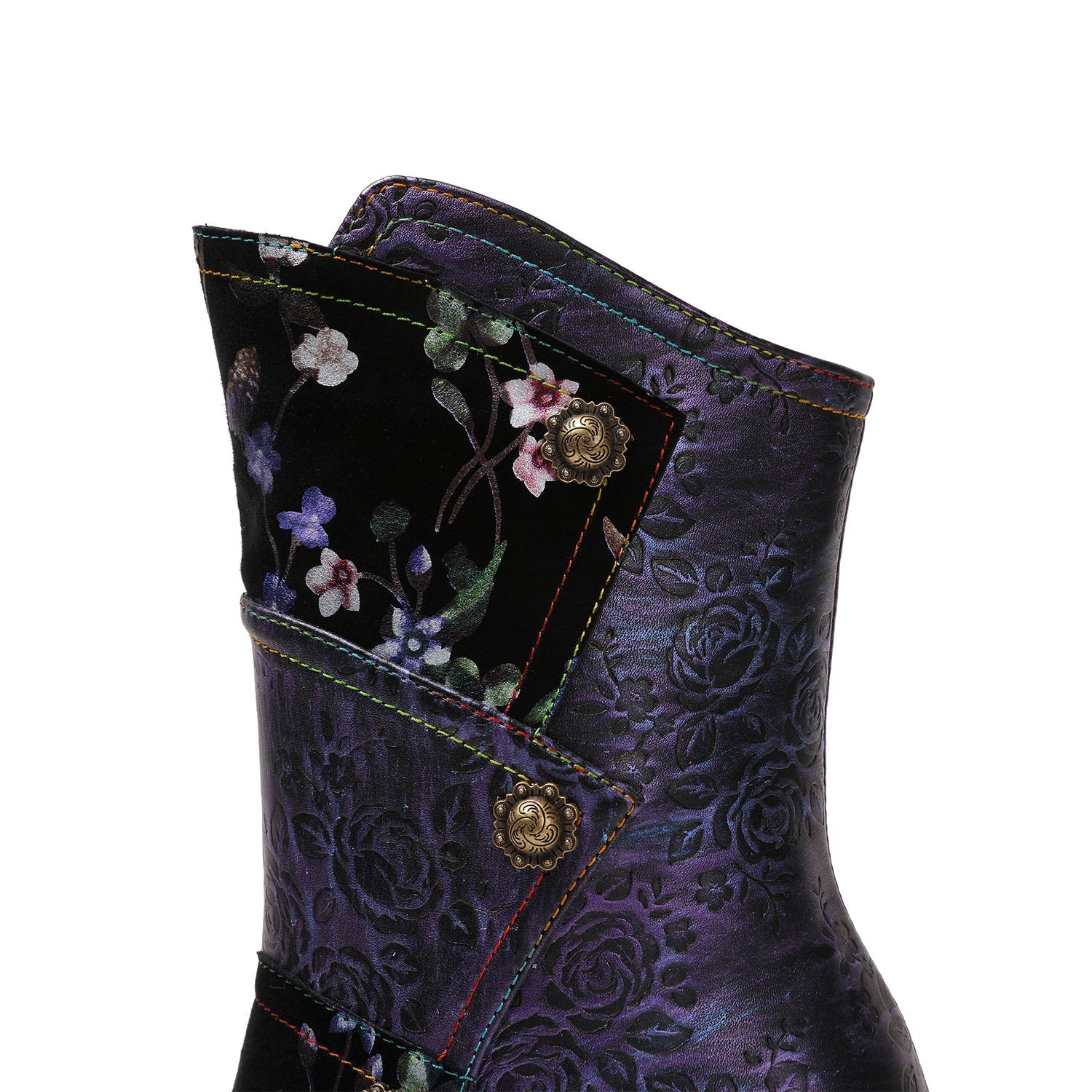 Painted Leather High Heel Boots