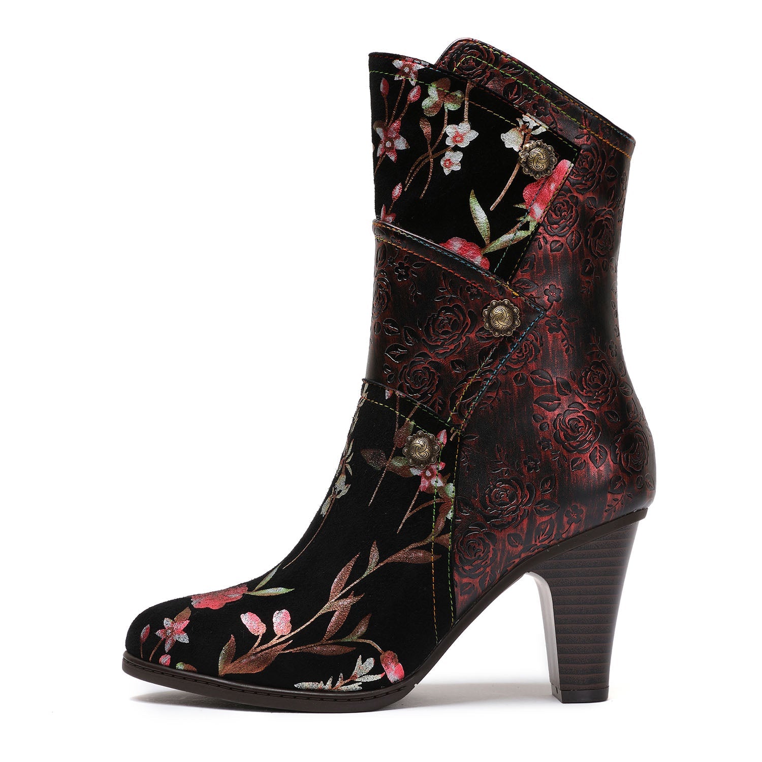 Painted Leather High Heel Boots