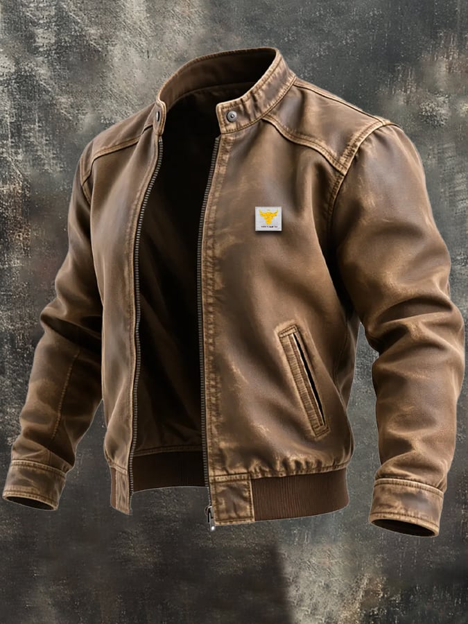 Leo | Brown Retro Leather Jacket with Classic Cut