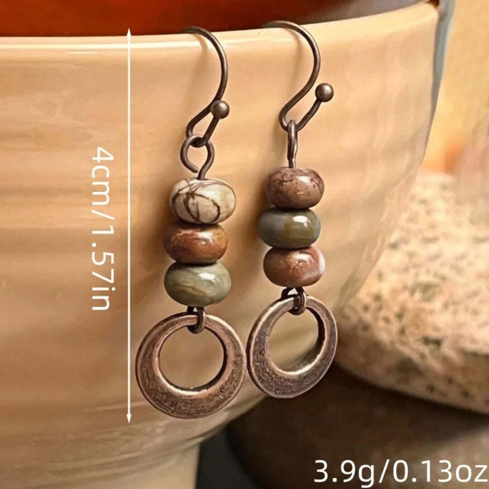 Vintage-Inspired Stone Bead Hoops