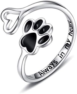 Paw & Heart Ring – Adjustable Silver