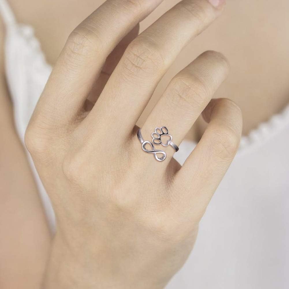 Paw & Heart Ring – Adjustable Silver