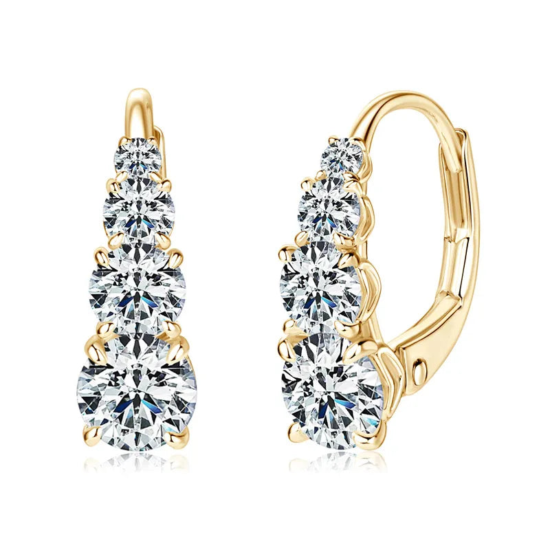 Carol Four-Stone Stud Earrings in Gold