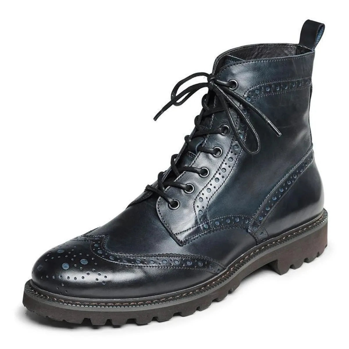 Leather Laces Zipper Ankle Boots
