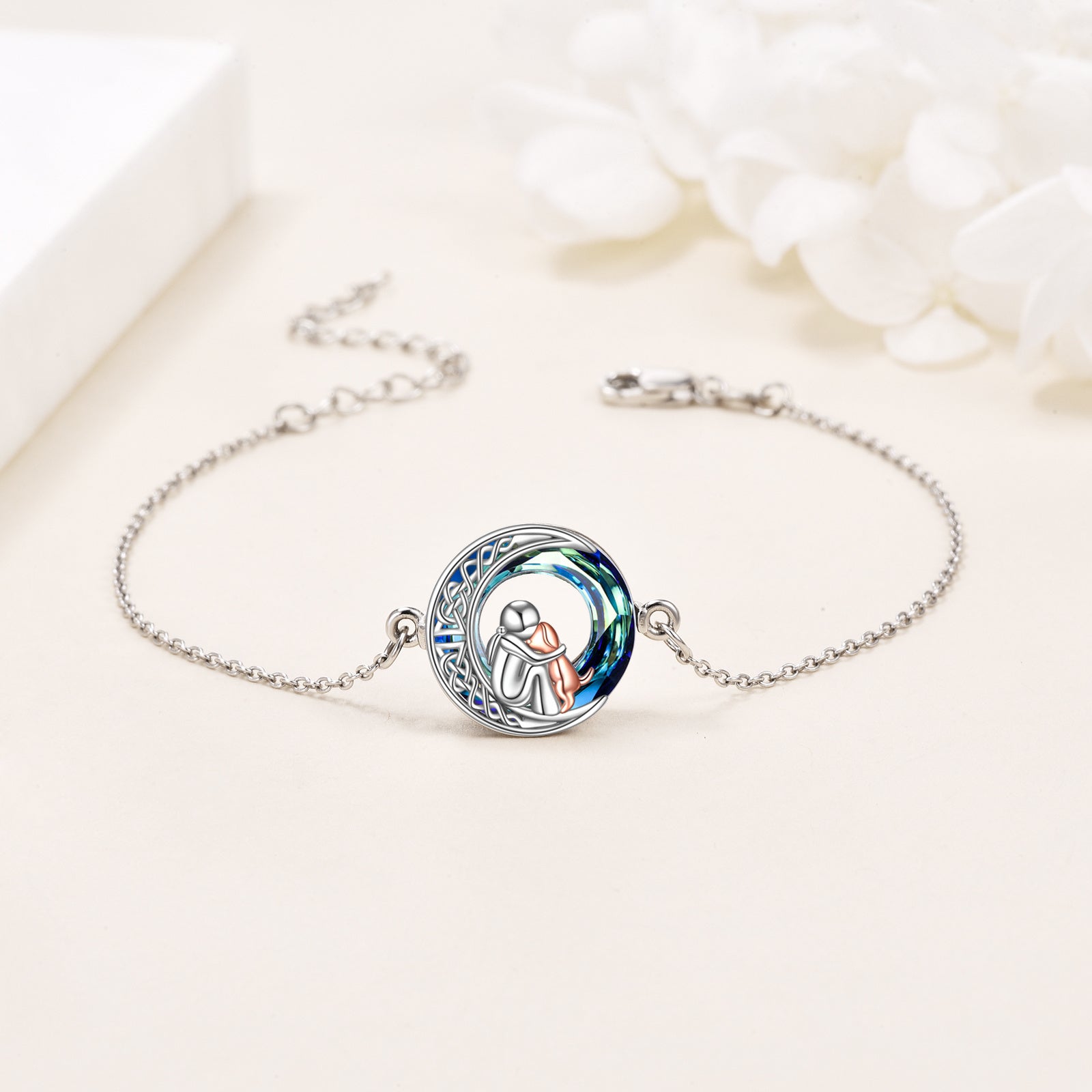 Silver Adjustable Dog Charm Bracelet
