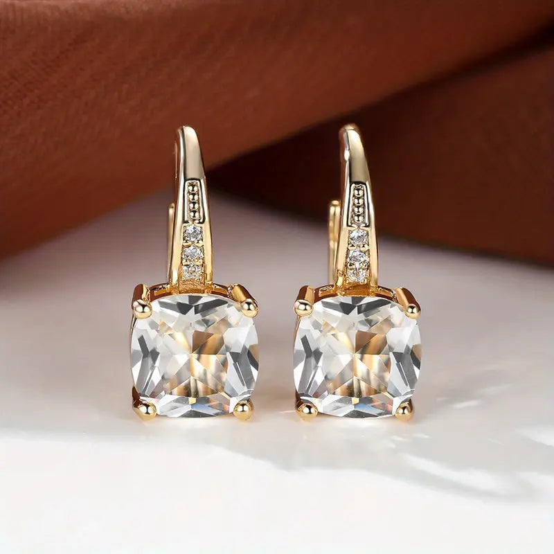 Mystic Sapphire Stone Hoop Gold Earrings