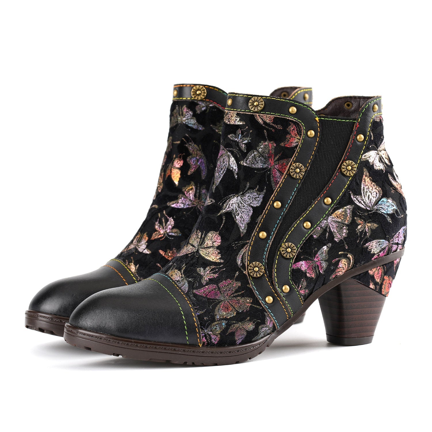 Butterfly Elegance Leather Ankle Shoes