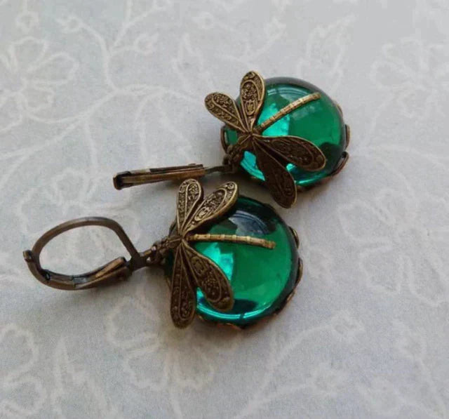 Spherical Dragonfly Earrings in Gold