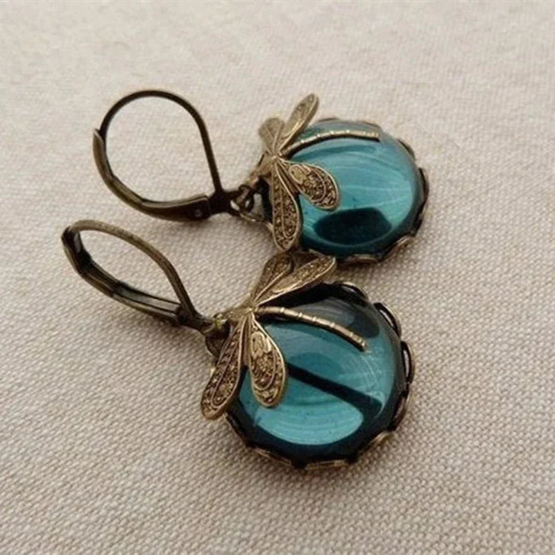 Spherical Dragonfly Earrings in Gold