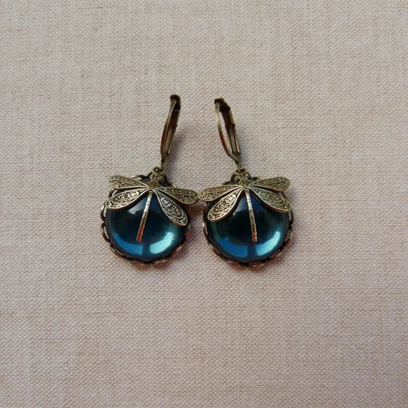 Spherical Dragonfly Earrings in Gold