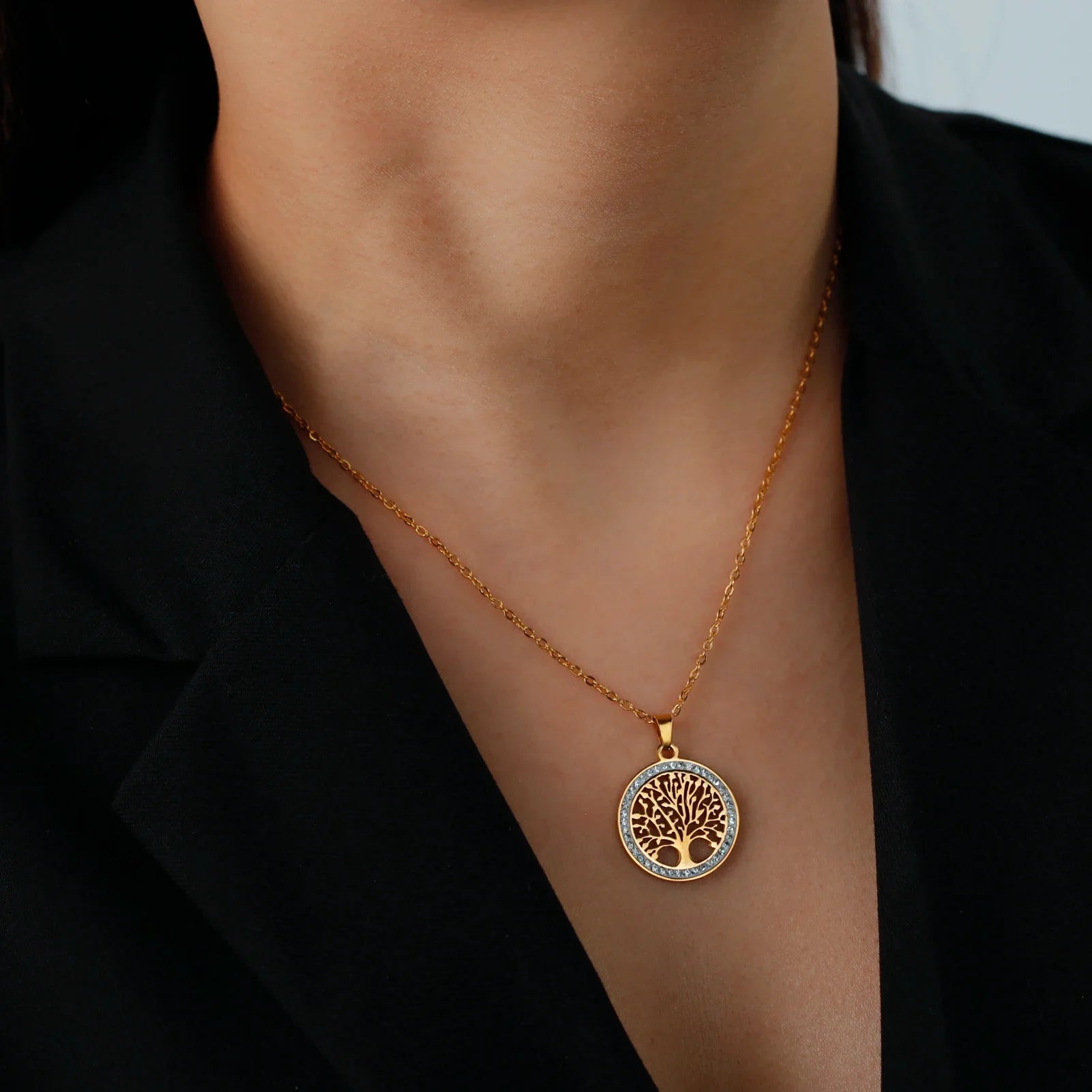 Shining Tree of Life Round Pendant