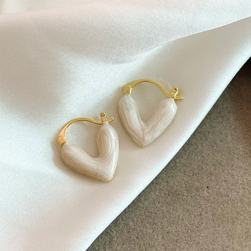 Romantic Red Enamel Heart Earrings