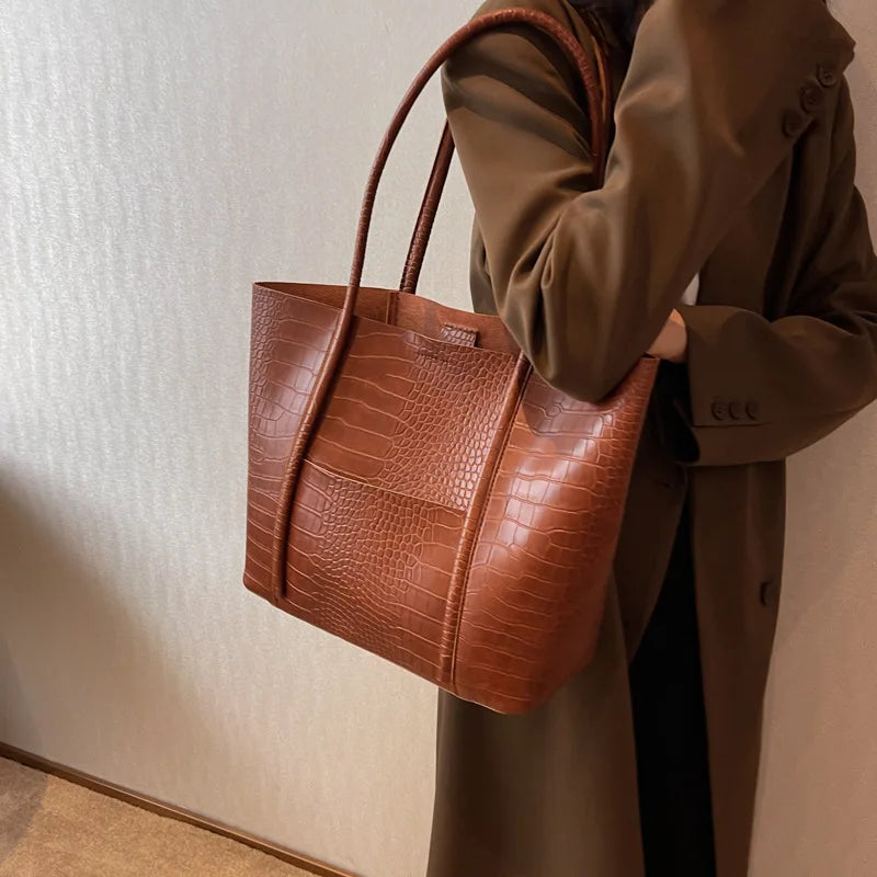 Betina - Croc Shoulder Leather Bag