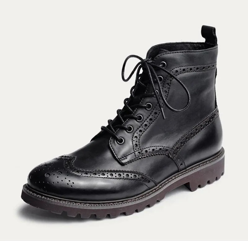 Leather Laces Zipper Ankle Boots