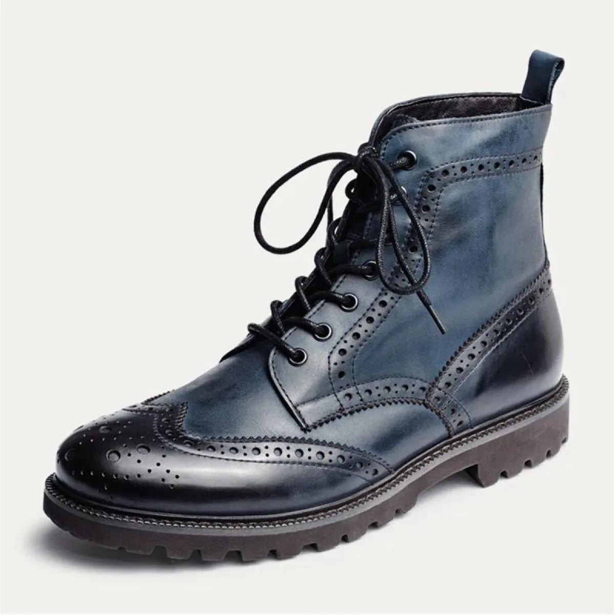 Leather Laces Zipper Ankle Boots