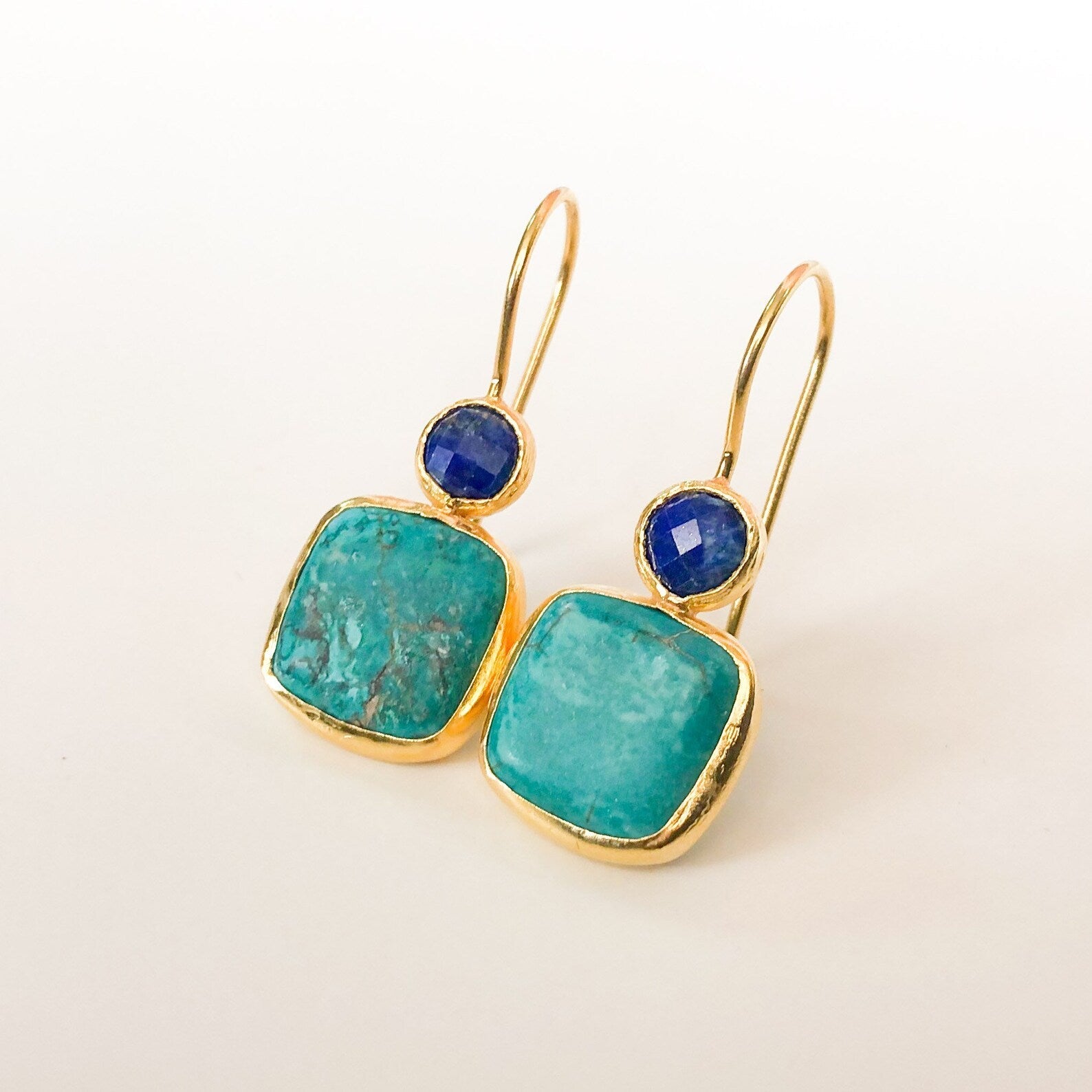 Vintage Green Golden Glass Earrings