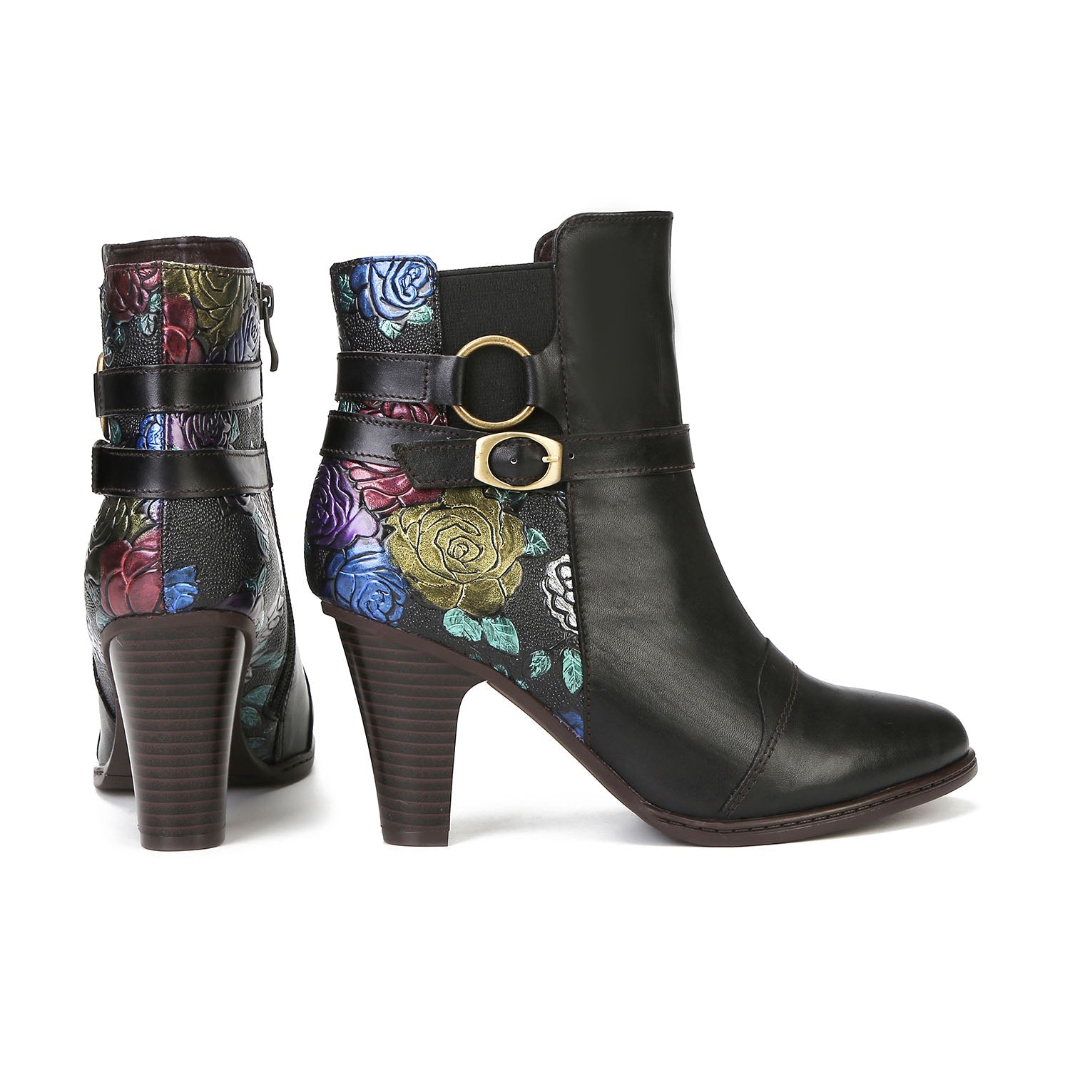 Timeless Embossed Adjustable Ankle Boots