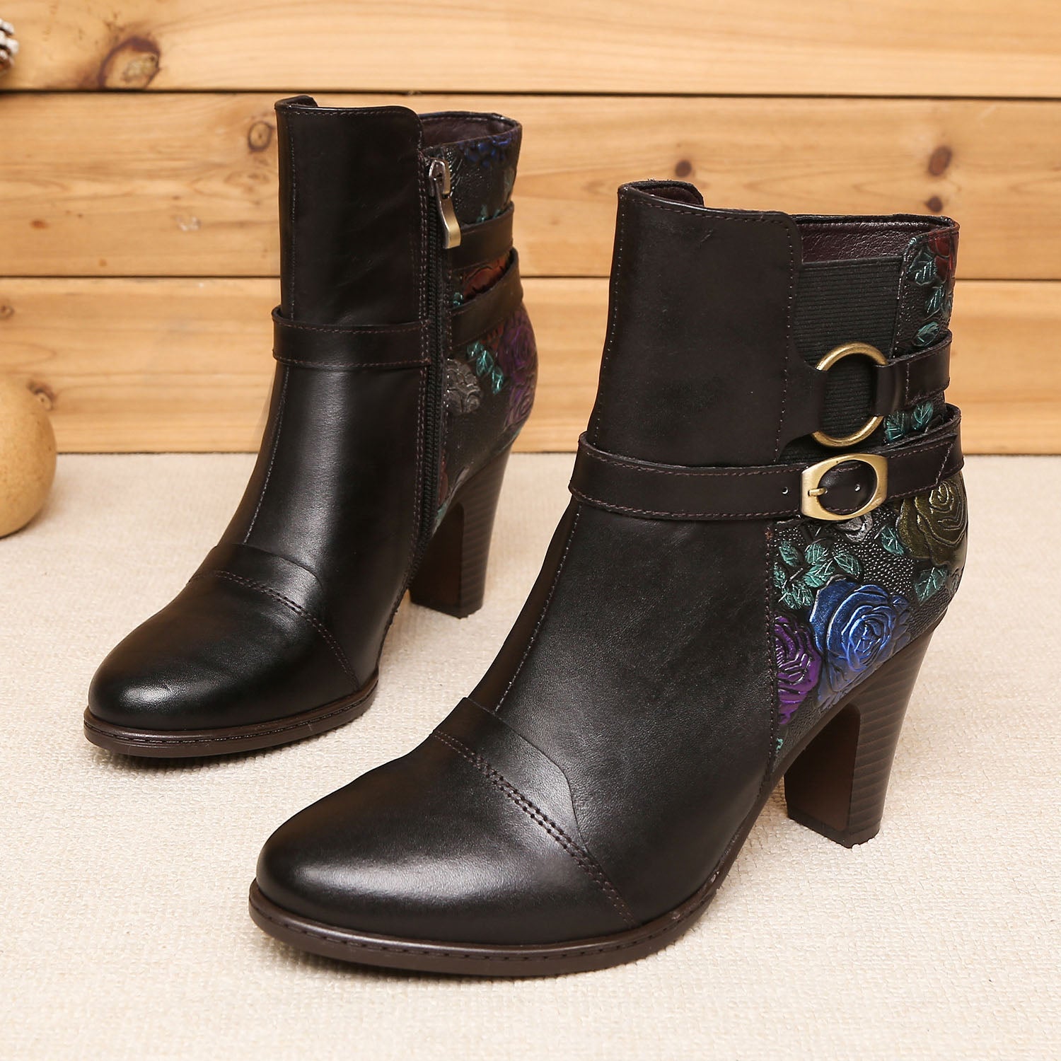Timeless Embossed Adjustable Ankle Boots