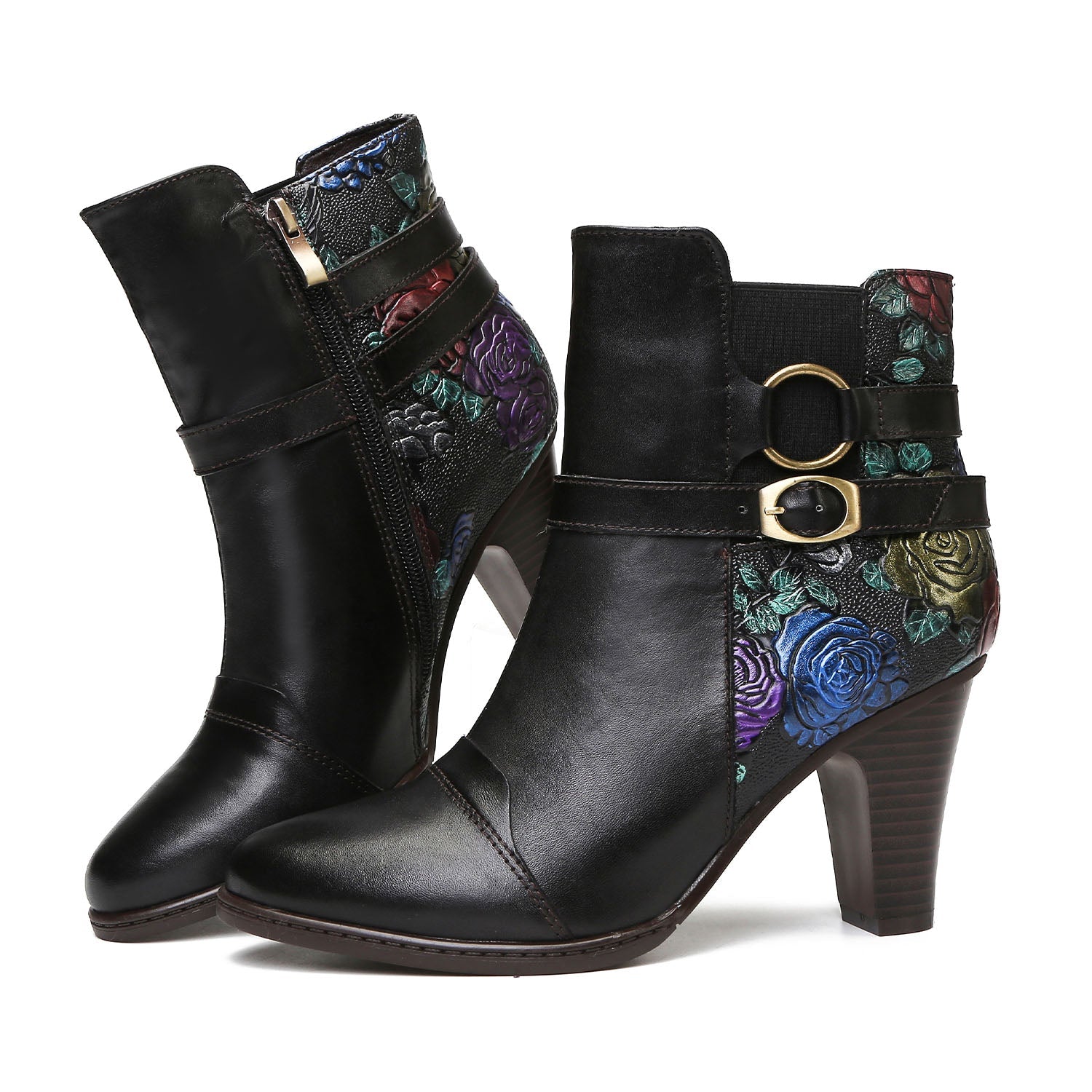 Timeless Embossed Adjustable Ankle Boots