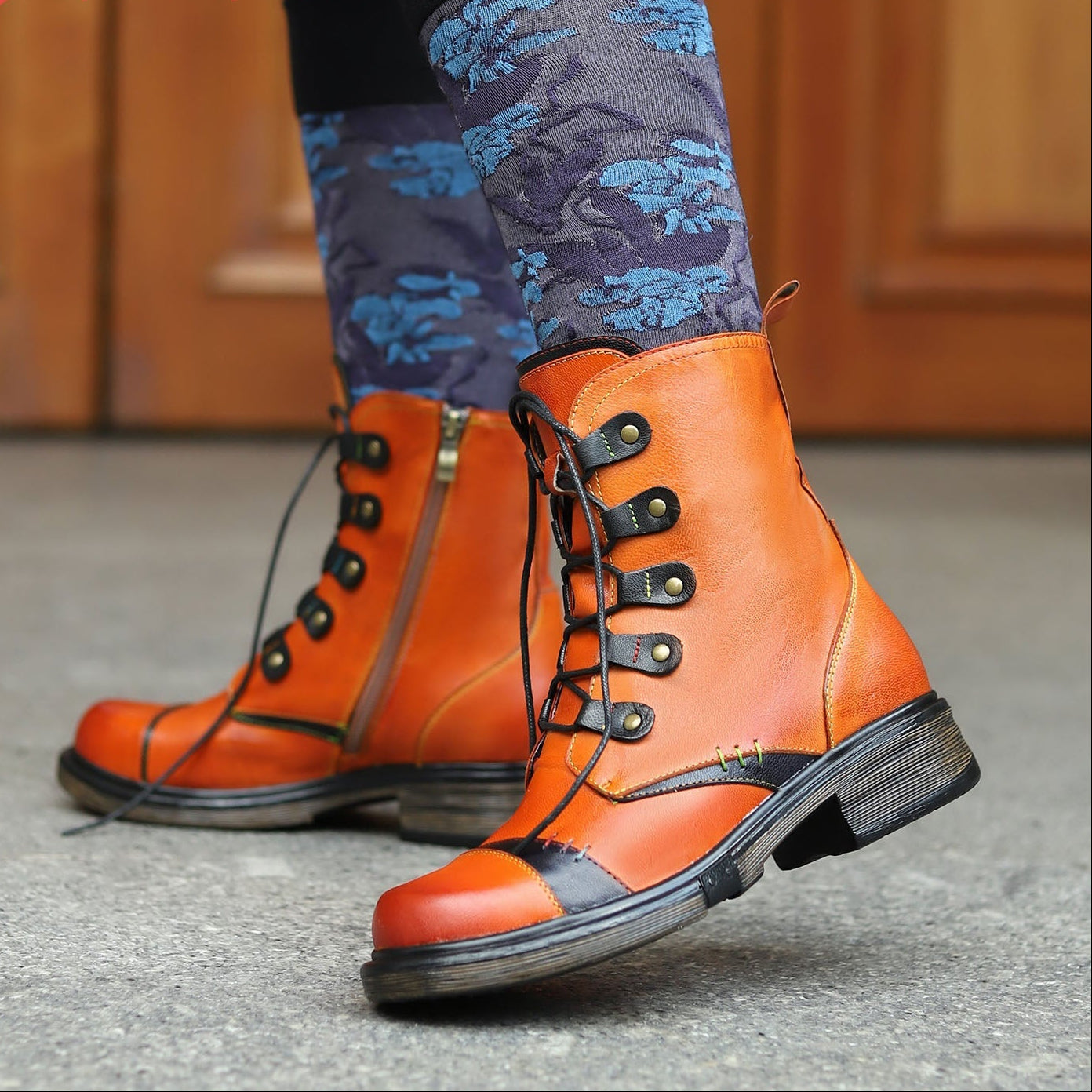 Retro Vibrant Painted Comfy Flat Shoes