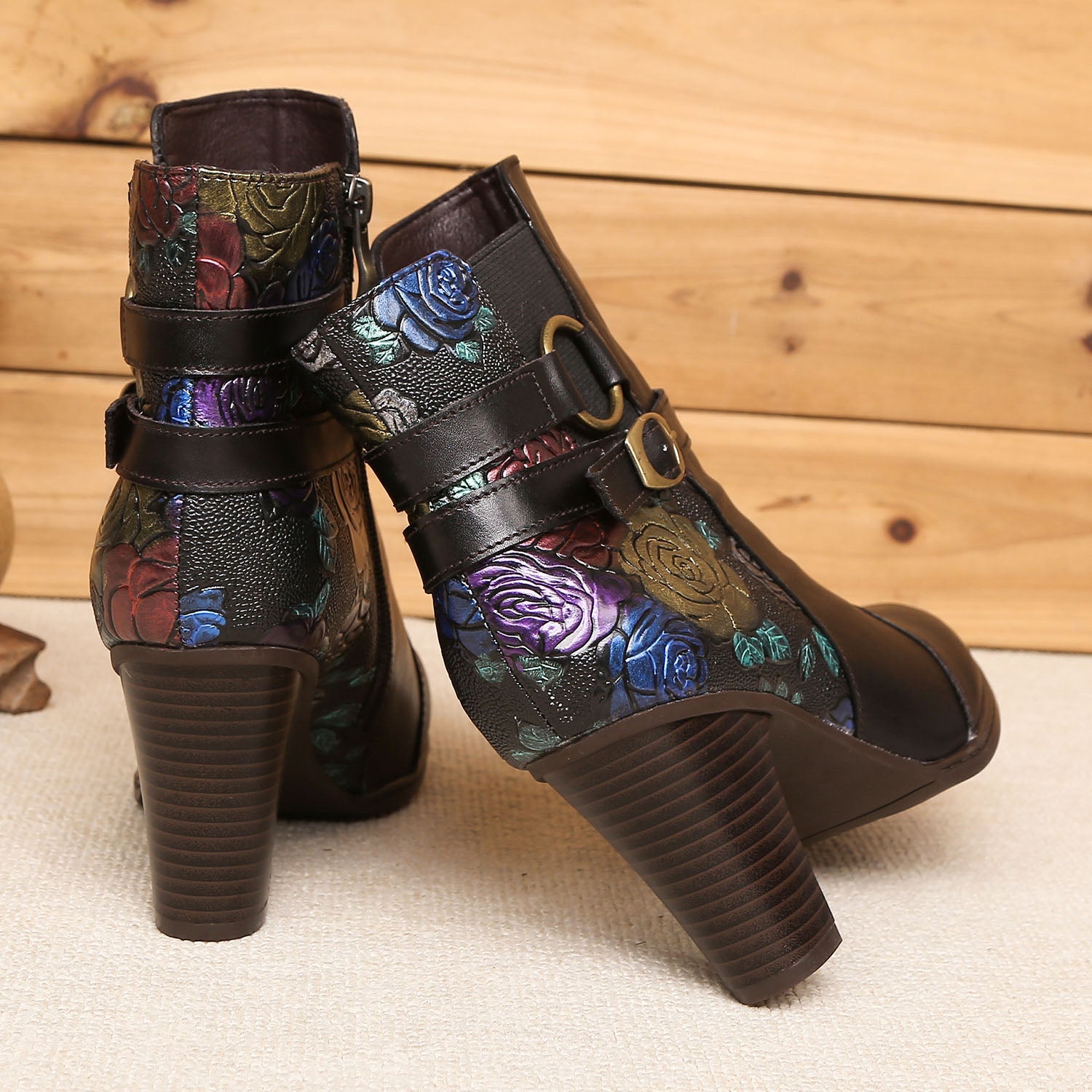 Timeless Embossed Adjustable Ankle Boots