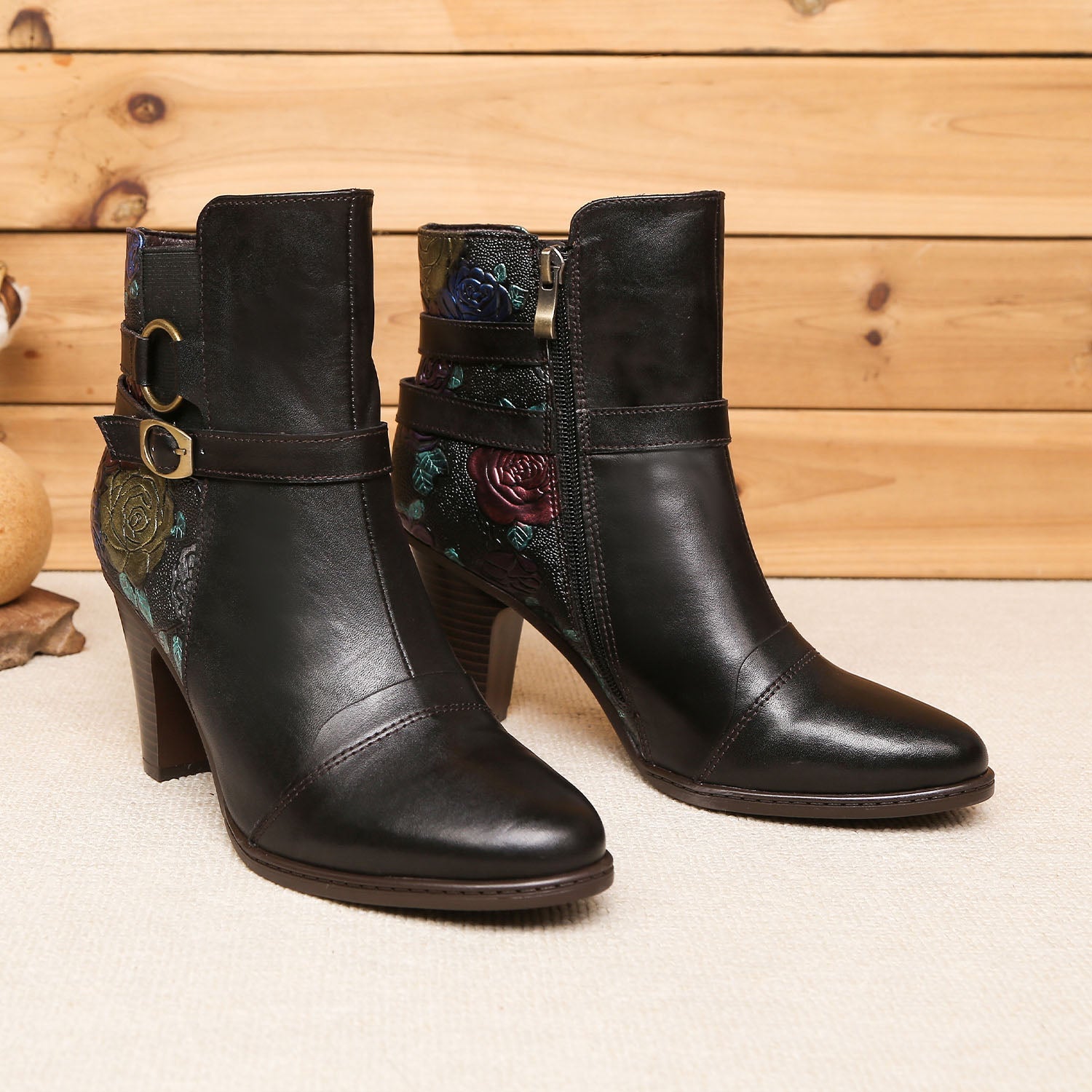 Timeless Embossed Adjustable Ankle Boots