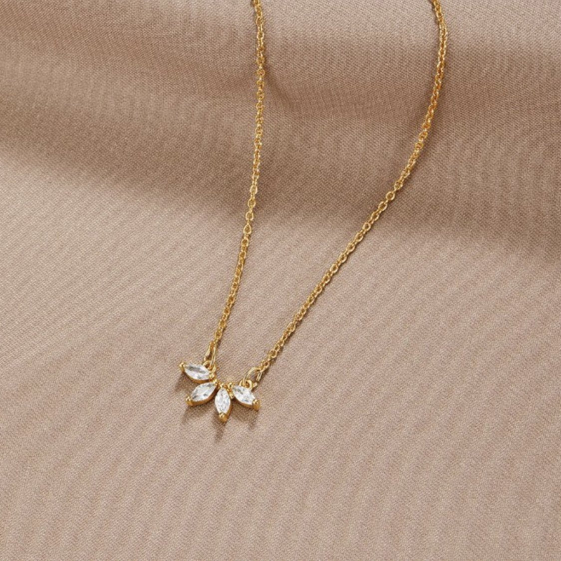 Omelia Sparkling Crystal Leaf Necklace